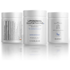 Codeage Liposomal Glutathione Supplement - Pure Reduced Setria L Glutathione Skin - Nano Encapsulated Glutathione Powder Pills - Phospholipids - Antioxidant Complex - Vegan, Non-Gmo - 60 Capsules