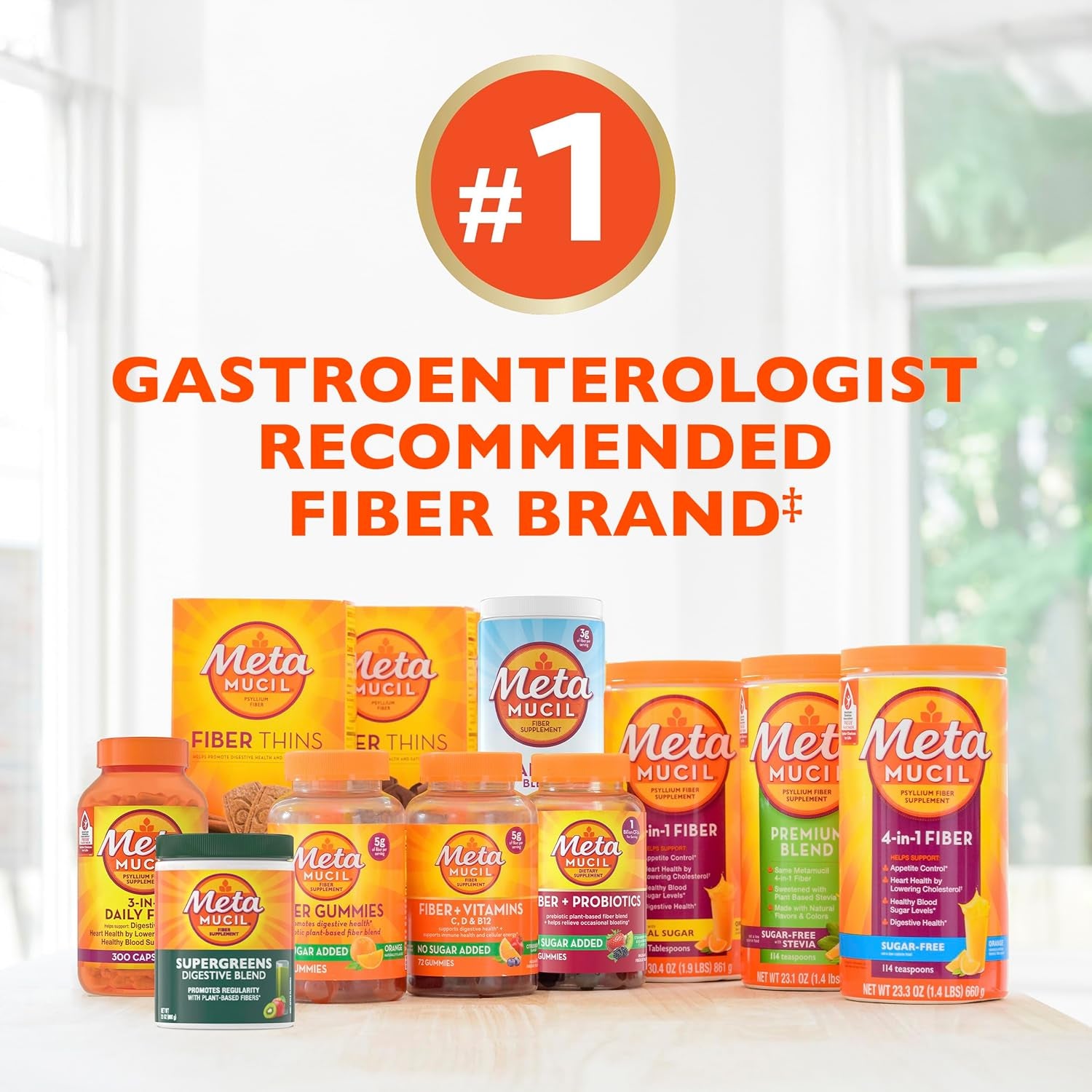Metamucil Daily Fiber Supplement, Orange Smooth Sugar Free Psyllium Husk Fiber Powder, 114 Doses