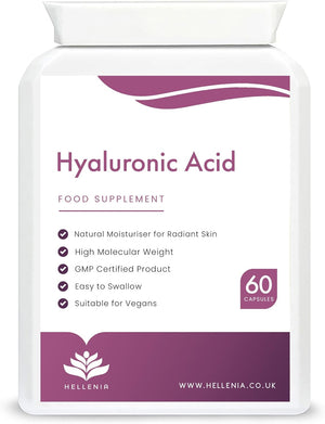 Hyaluronic Acid Supplements 100Mg Capsules | Supports Healthy Connective Tissue and Joints | Natural Moisturiser for Radiant Skin | 60 Hyaluronic Acid Capsules | Vegan Friendly - Made in the UK
