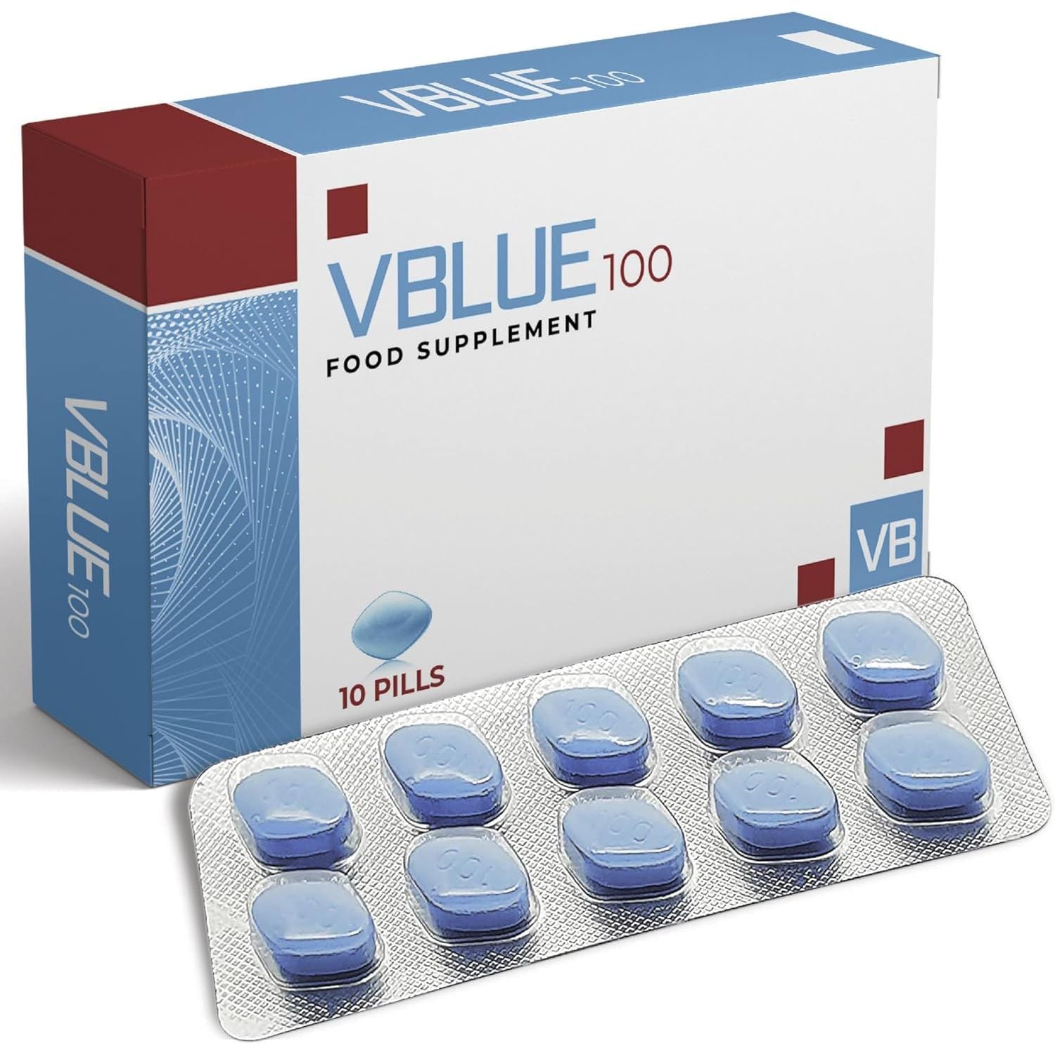 V Blue Natural Male Supplement, Fast Acting Long Lasting Performance | 100Mg, 10 Tablets | for Men | All Natural