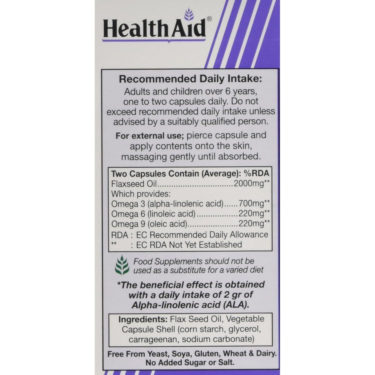 Healthaid Vegan Omega 3-6-9 Capsules - 60 Capsules