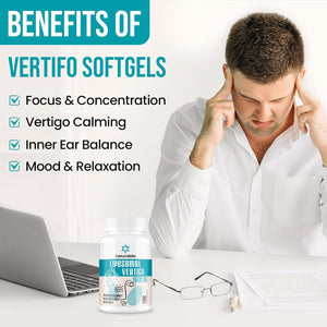 Lumarejebo Liposomal Vertigo Softgel 1600Mg, Inner Ear Balance Supplement with Ginger & Ginkgo Extract for Adults, Motion Sickness & Dizziness Balance, 60 Softgels (Pack of 1)