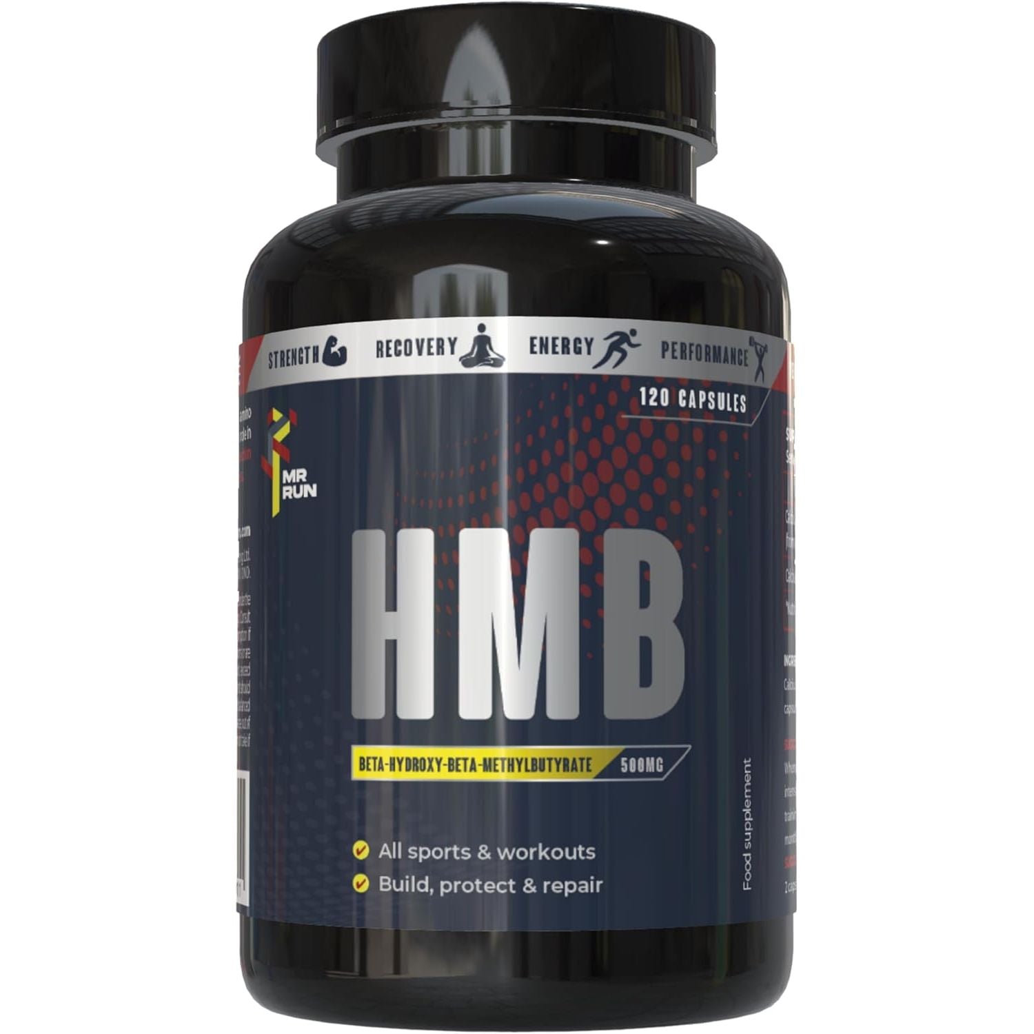 Mr Run'S HMB - Muscle Strength & Fitness, 1000Mg per Serving - Protect from Muscle Loss during Calorie Cutting, Ageing or Inactivity - 120 Capsules, 60 Servings