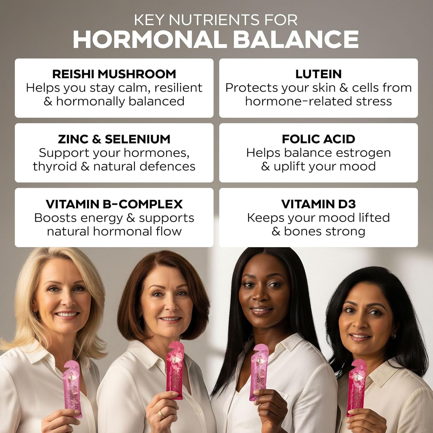 Menopause Collagen Liquid 12,000Mg, 14X Marine Collagen Peptide Sachets with Red Clover, Maca, Reishi, Vitamins C D3 K2, Biotin & Zinc, Skin, Hair, Joint & Hormone Support - Passion Fruit