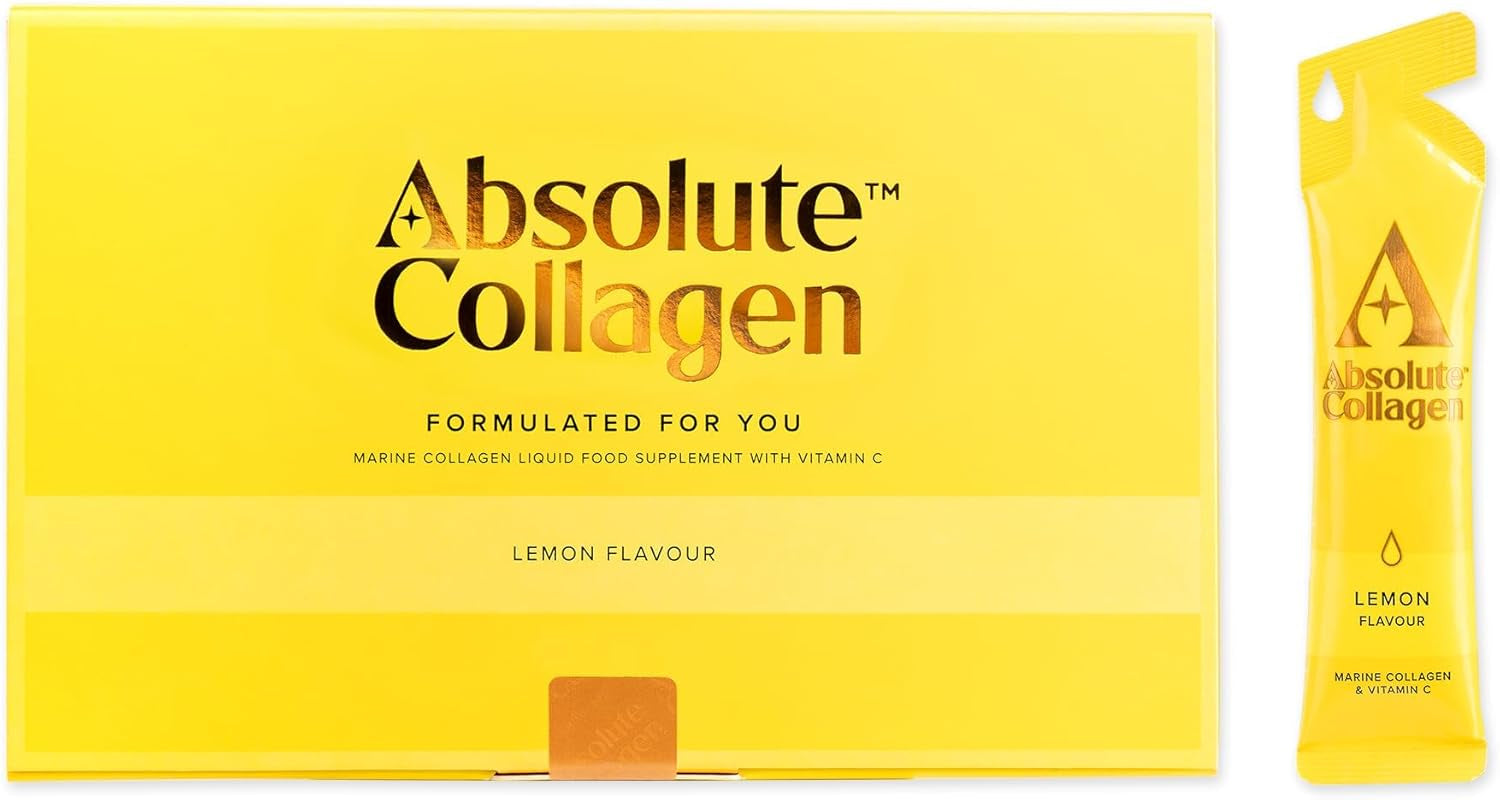 Absolute Collagen Marine Liquid Collagen Supplement for Women | New Lemon Flavour, Supports Hair, Nail & Skin Health, 8000Mg of Hydrolysed Collagen per Sachet, Vitamin C | 14 Sachets