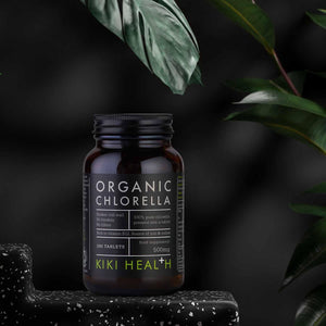 KIKI Health Organic Chlorella Tablets | 100% Organic Chlorella - Digestive, Immune, & Brain Health | Natural Source of Vegan Protein & Vitamins | Superfood for Detox Support, 200 Tablets (500Mg)