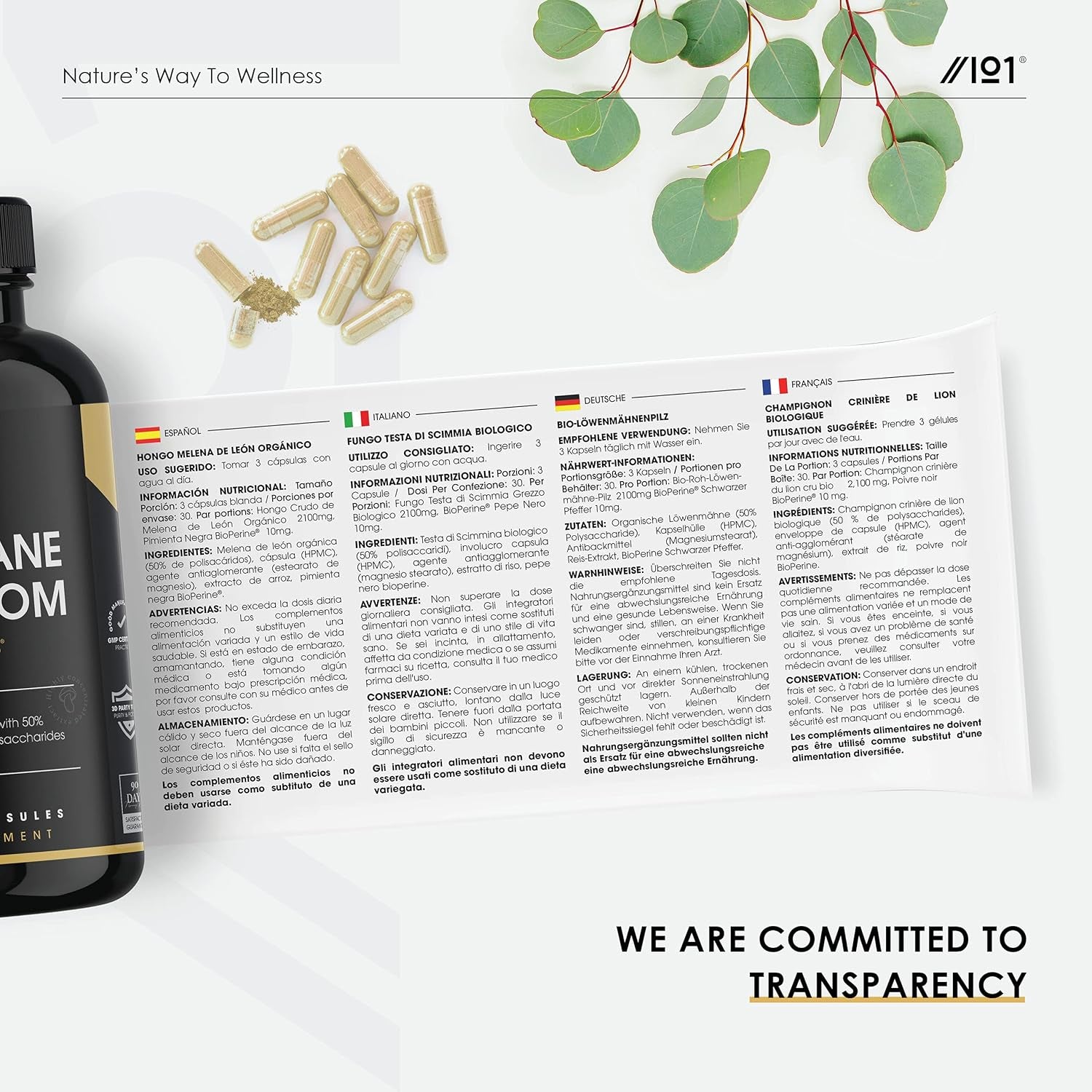 Organic Lions Mane Supplement 28,000Mg – 50% Polysaccharides (700Mg) – 90 Vegan Capsules – High Strength Mushroom Supplement – Resealable and Recyclable Pouch – by Alpha01