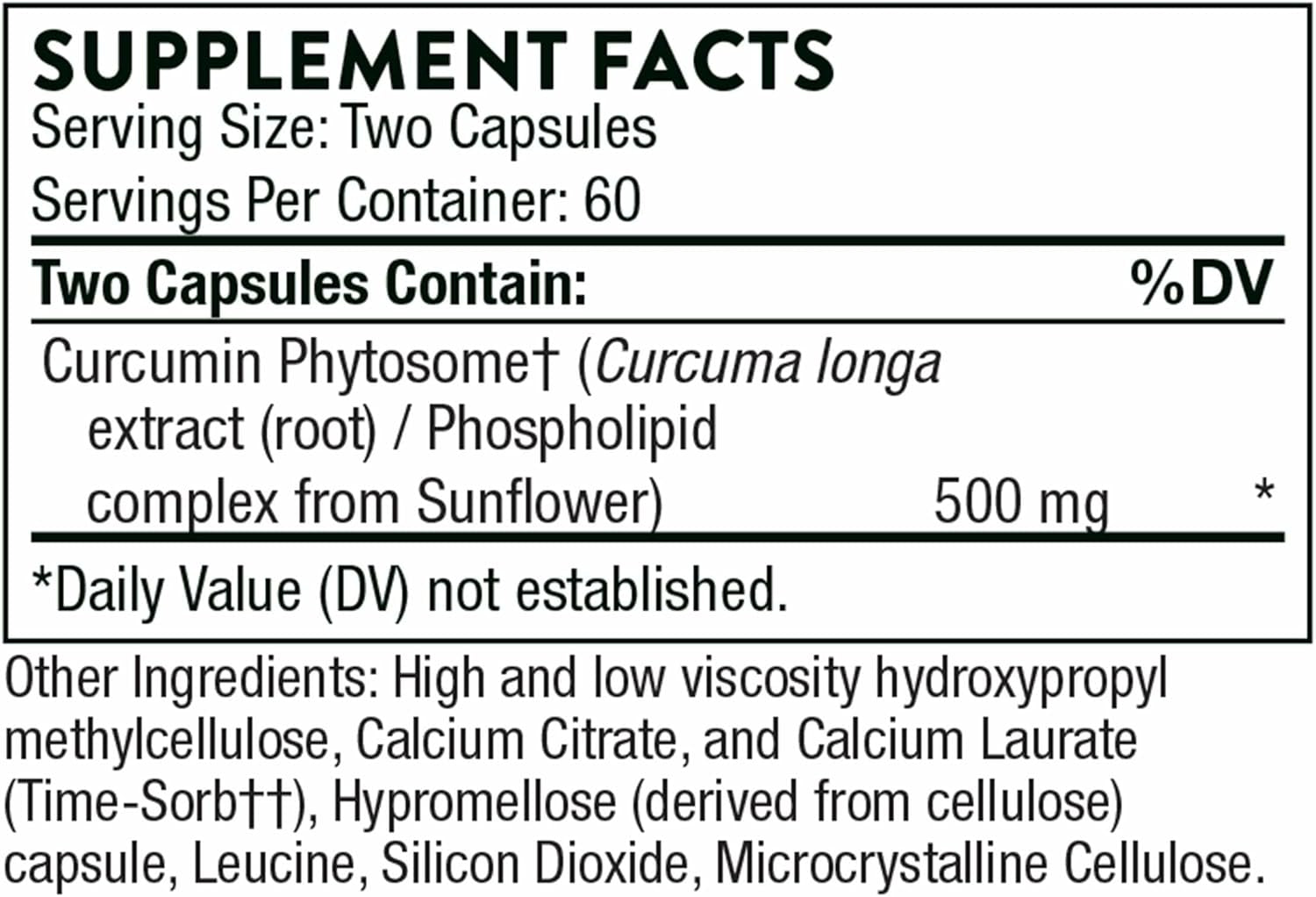 Thorne Curcumin Phytosome 500 Mg (Meriva) - Sustained Release, Clinically Studied, High Absorption - 120 Capsules