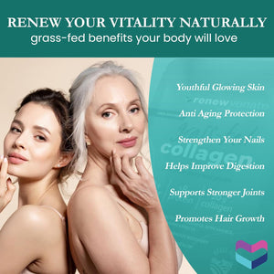 Renewvenate Collagen Supplements for Women – Daily Blend with Hydrolyzed Collagen Peptides for Radiant Skin, Stronger Hair, Nails, and Joint Health – Vegan and Bovine Collagen Options Available