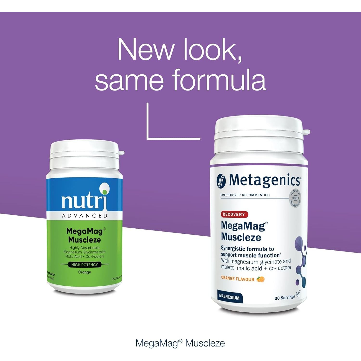 Metagenics Megamag Muscleze Magnesium Glycinate Powder - Muscle Recovery after Exercise - Orange, 30 Servings