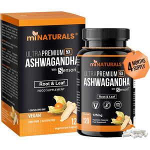 Ashwagandha Sensoril Capsules from Root & Leaf Powder | KSM-66 Alternative | 120 Capsules Made in UK by Minaturals