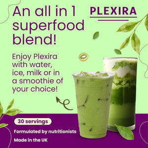 Super Greens Powder with Mushrooms 300G by Plexira – Natural Mango Greens Superfood Blend for Gut Health, Focus and Immunity