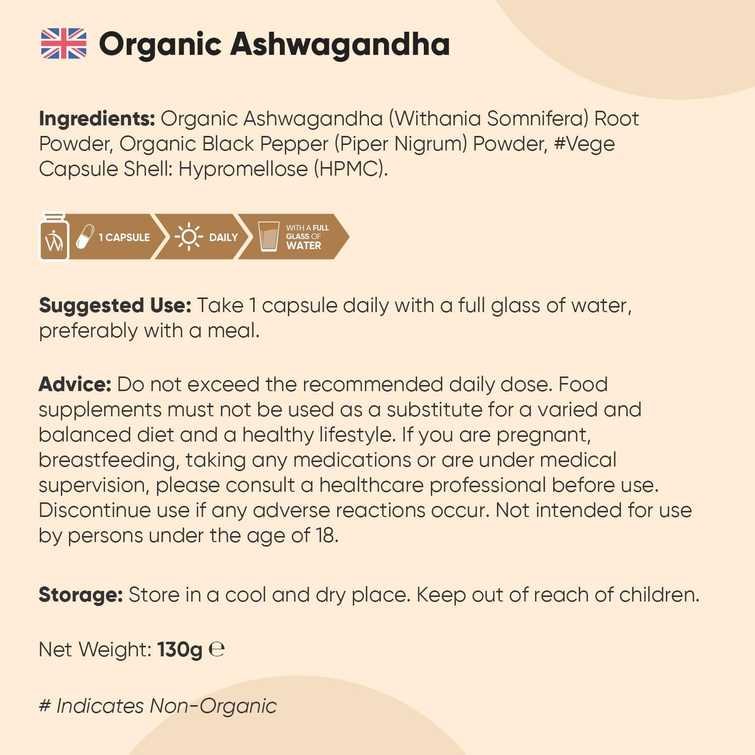 Organic Ashwagandha Capsules - 180 Capsules (6 Months Supply) - with Organic Black Pepper - 1 per Day - Soil Association Certified Ashwagandha Supplement - Non-Gmo, Vegan-Friendly & Additive-Free