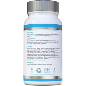 Evening Primrose Oil 1000Mg 90 Capsules - Vegan & Cold Pressed - Premium High GLA Formulation - No Gmos - UK Made Vegan Soft Gels