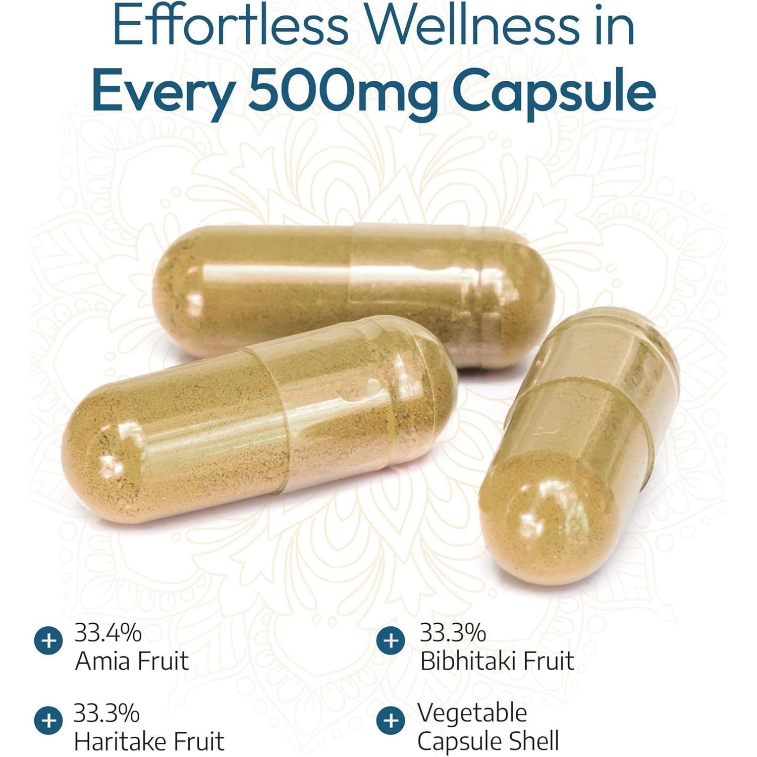 Ayurvediq Wellness Organic Triphala Capsules 120, 500Mg – Natural Pure Triphala Powder Organic Capsules for Immunity, Digestion, Wellbeing – Soil Association Certified - Vegan Ayurveda Supplements