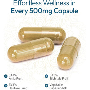 Ayurvediq Wellness Organic Triphala Capsules 120, 500Mg – Natural Pure Triphala Powder Organic Capsules for Immunity, Digestion, Wellbeing – Soil Association Certified - Vegan Ayurveda Supplements