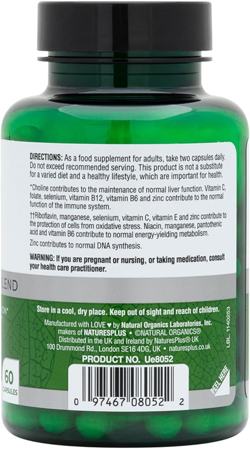 Naturesplus Bio Advanced Liver Support - Liver Health Supplement with Turmeric, Artichoke, Milk Thistle, Dandelion, Choline and Methyl Bs - Gluten, Dairy and SOYA Free - Vegan, 60 Capsules