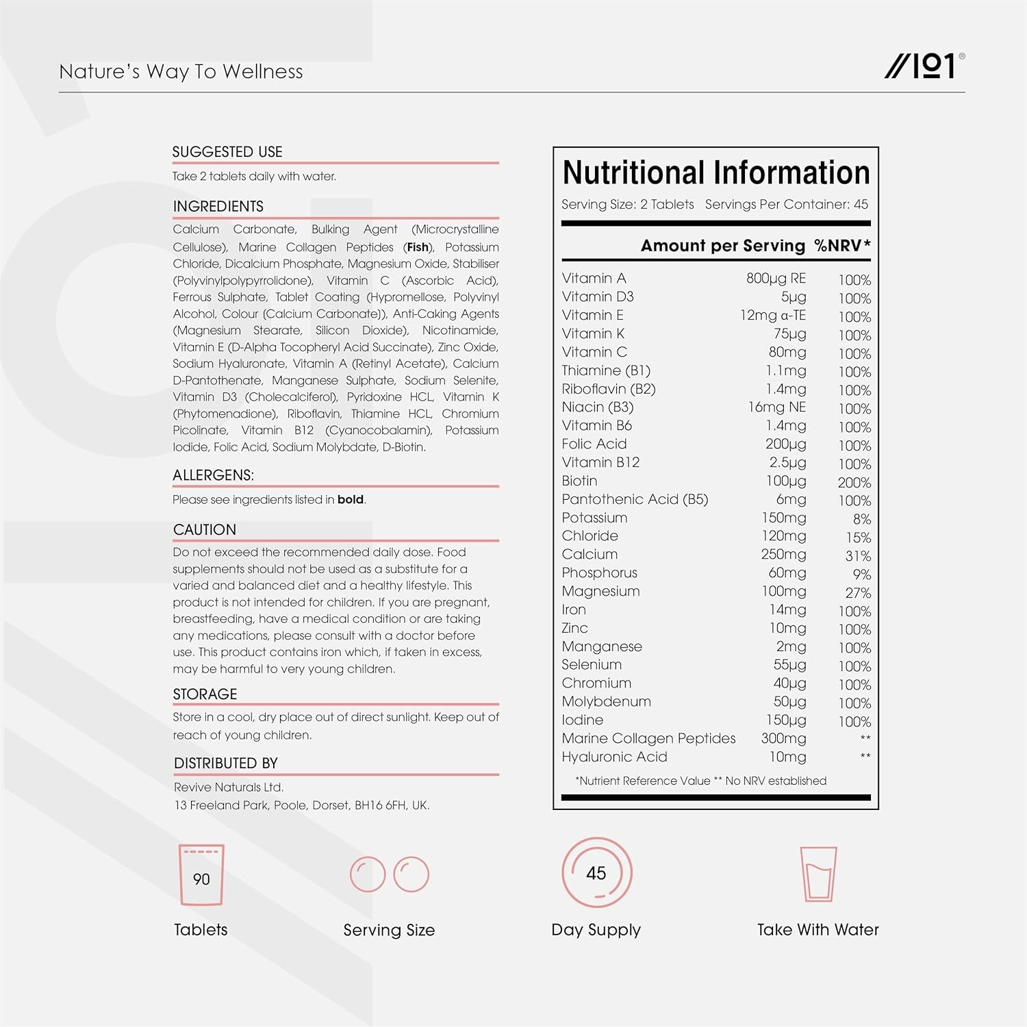 Women'S Multivitamins and Minerals with Collagen & Hyaluronic Acid - 27 Essential Vitamins, Minerals, & Botanicals - 90 Tablets – No Synthetic Fillers or Binders – by Alpha01