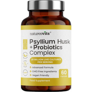 4000Mg Fibre Supplement Psyllium Husk Capsules with Probiotics - 20 Billion CFU with 5 Strains - Soluble Fibre with Added 100Mg Inulin - Gut Health Supplements for Adults - High Fiber Supplement