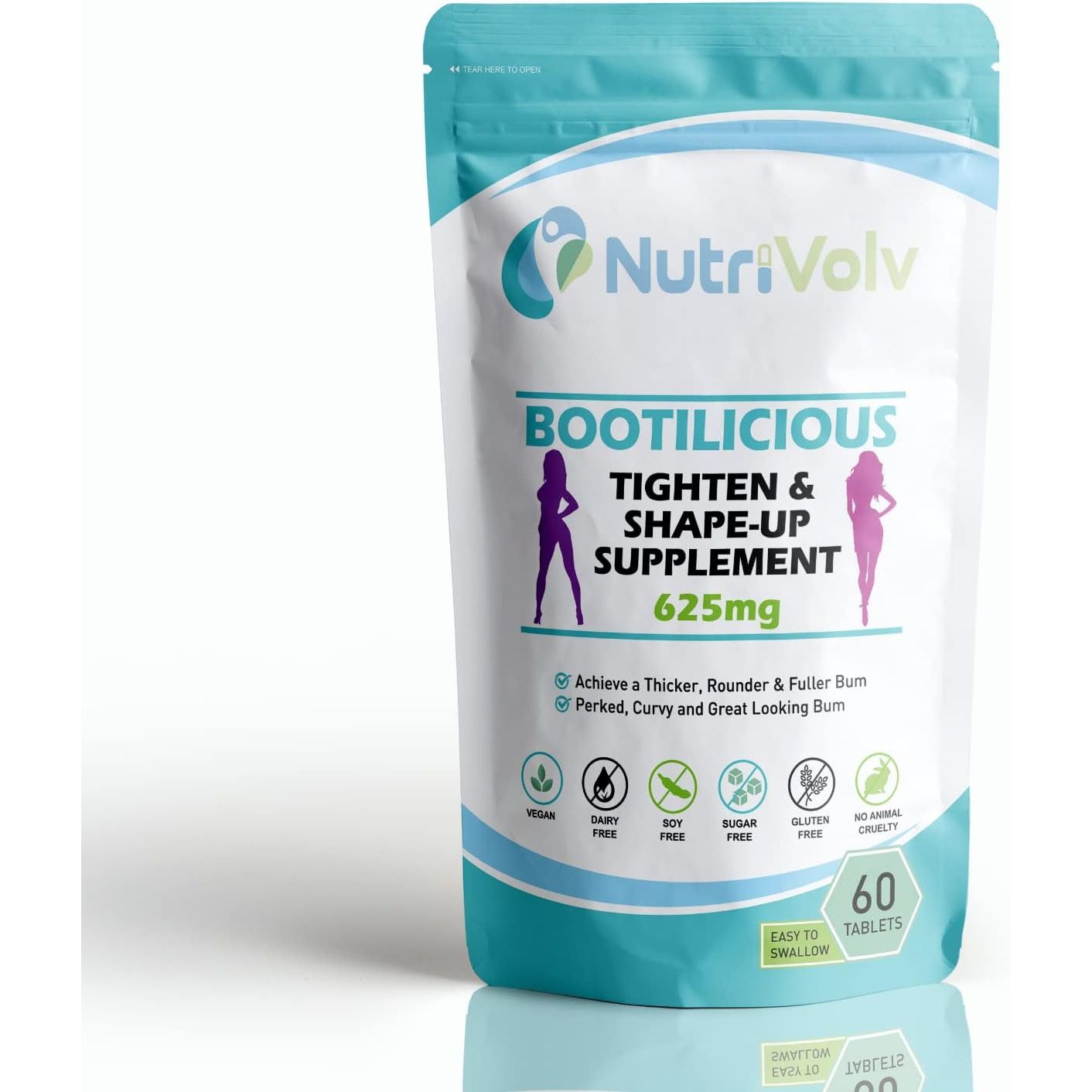 Butt Enhancer Pills — Perfect G-Shaped Buttocks with Booty Lifting Tablets – Quick Bum Lift up Effect to Gain Bigger, Attractive, and Curvy Ass — Easy to Swallow — 1000 Mg Pack of 60