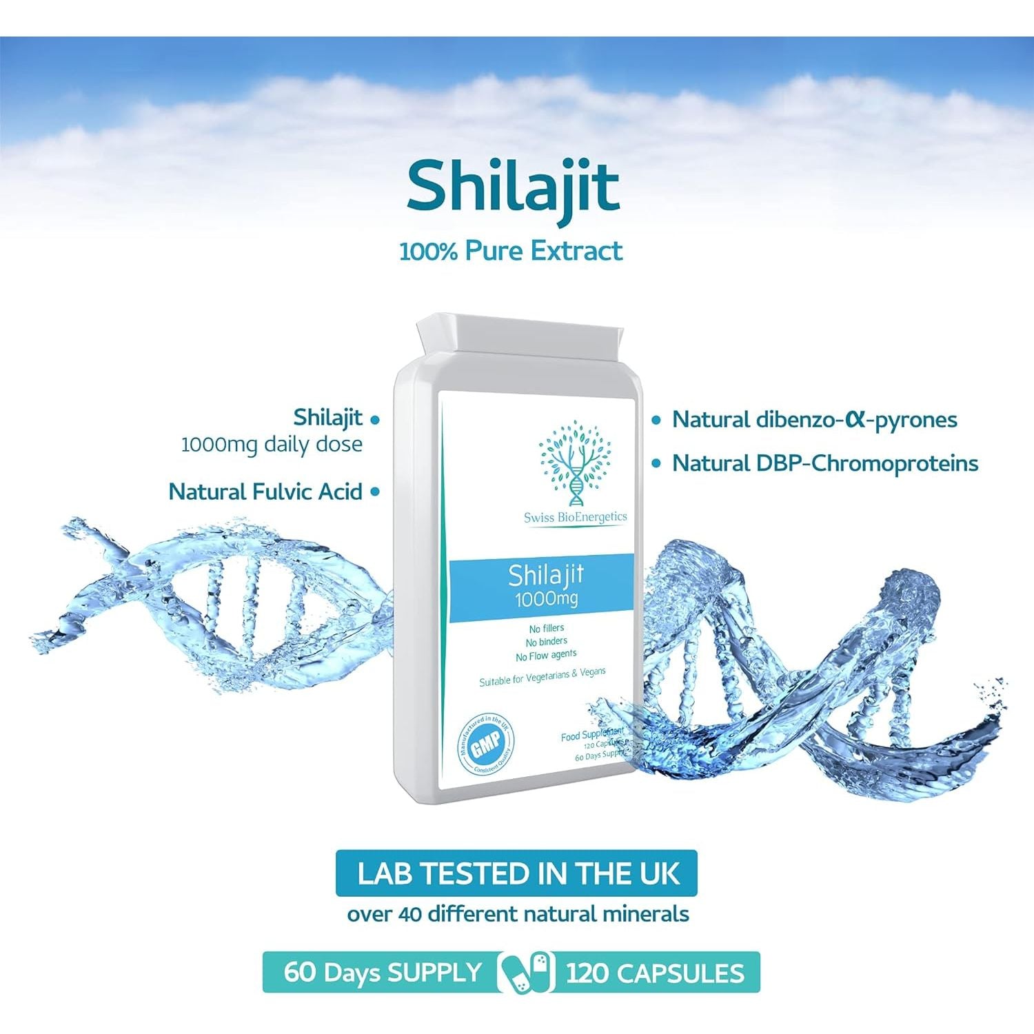 Shilajit 1000Mg – Containing Natural Fulvic Acid - 100% Pure Extract; No Fillers, No Binders, No Flow Agents – Manufactured and Tested in the UK - Suitable for Vegetarians and Vegans
