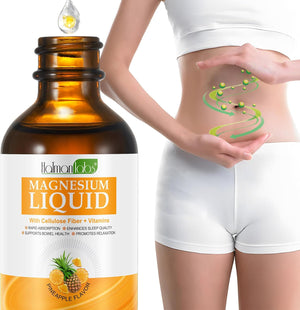 Magnesium Glycinate Liquid Drops - Liquid Magnesium Complex Supplement - Pineapple Flavour, High Absorption, Vegan & Non-Gmo, Support Muscle Relaxation, Bowel Health & Sleep, 60Ml