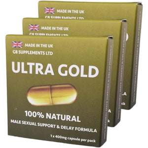 3 X Ultra Gold High Strength Capsules with Delay, 100% Herbal Sexual Support Supplement for Men! Stamina, Libido, Endurance Support
