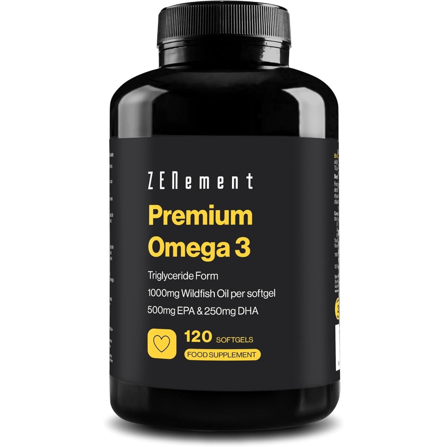 Omega 3 Premium - Triglycerides for Optimal Absorption - 1000 Mg EPA + 500 Mg DHA per Dose - Wild Fish Oil Certified FOS - 120 Capsules