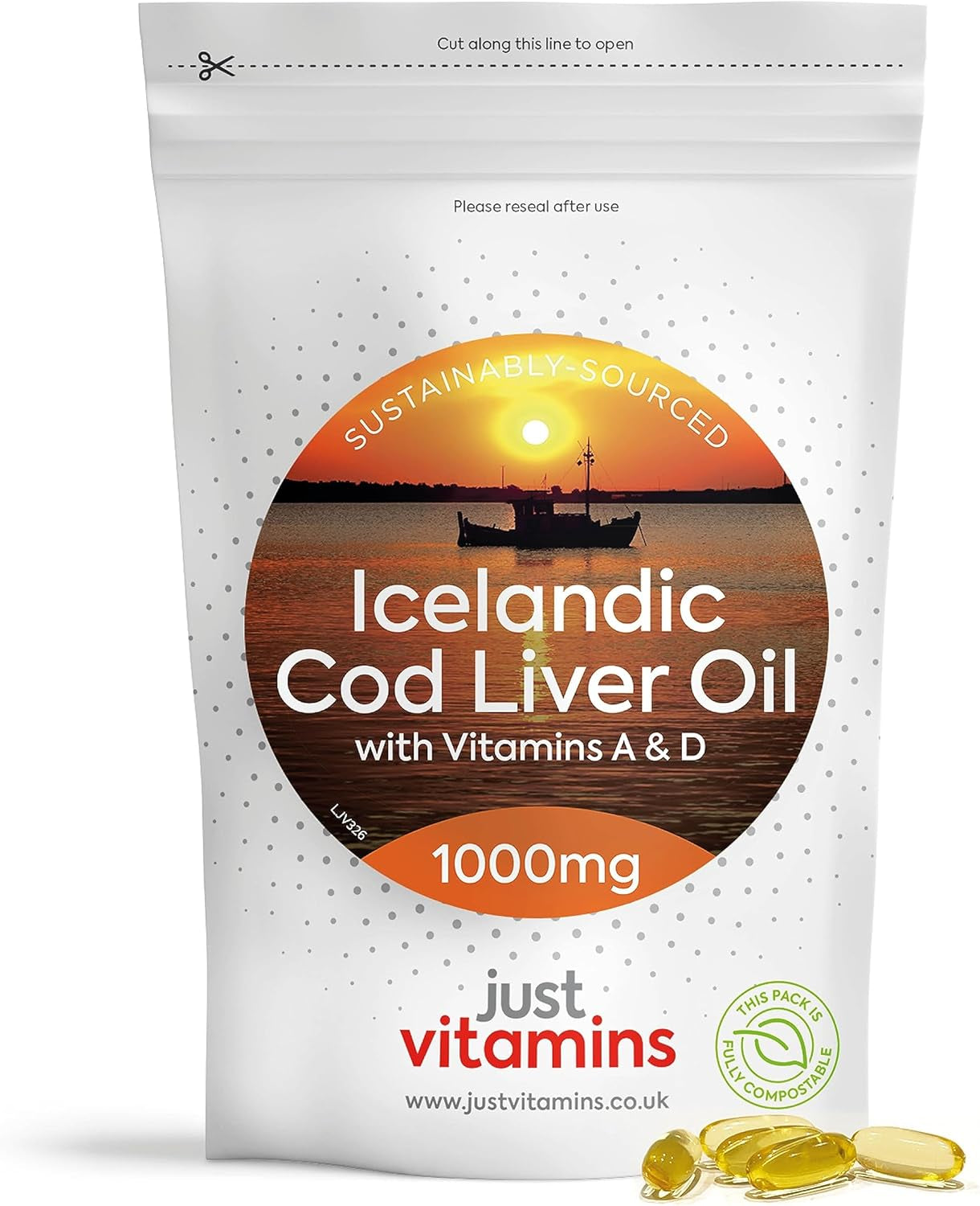 Icelandic Cod Liver Oil 1000Mg | 90 Premium Softgels | High Strength Omega 3 with Vitamins a & D | Supports Heart, Brain & Eye Health | UK Made - Just Vitamins