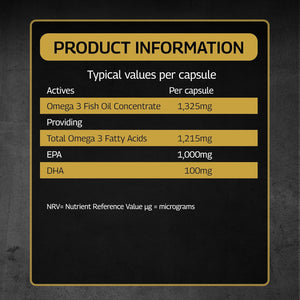 Healthspan Elite Omega 3 Pure EPA 1G | 60 Capsules | All Blacks Official Partner | Support Brain, Eye & Heart Health | 1,000Mg EPA Omega 3 Fatty Acid | Informed Sport Accredited | Lemon Flavoured