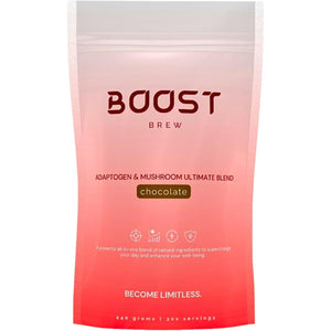 Boost Brew Chocolate Mushroom Coffee Alternative 240G 30 Servings | Lions Mane, Chaga, Ashwagandha, Cordyceps, Maca Root, Bacopa Monnieri, Chocolate Flavoured Mushroom & Adaptogen Vegan Powder Drink