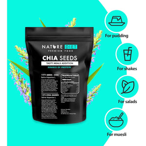Nature Diet - Chia Seeds 2X 1000 G | Salvia Hispanica | High in Omega-3 | Source of Fiber