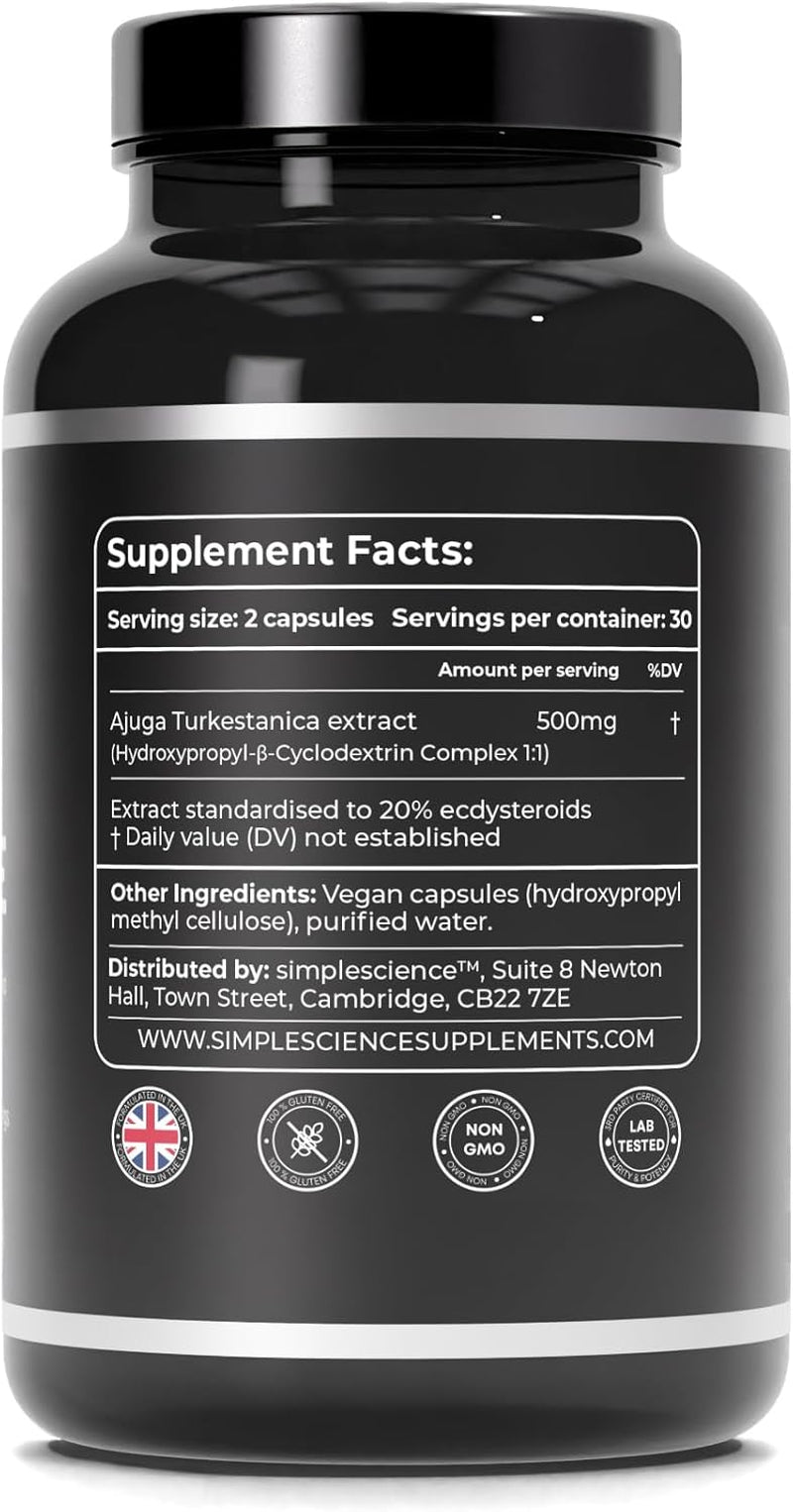 TURKESTERONE 500Mg | 20% Ecdysteroids | Hydroxypropyl-Β-Cyclodextrin Complex | 60 X 500MG Capsules | Lab Tested | Sports Performance Supplement | 100% Natural and Non-Gmo