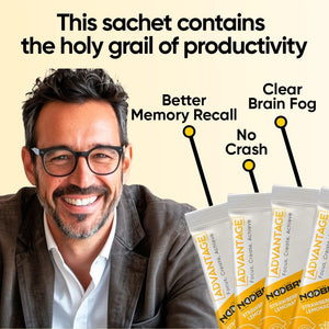 Noobru Аdvantage Nootropic - Delicious Nootropics Brain Supplement with 11 Active Ingredients - Natural Cognitive Enhancer - 20 Strawberry Lemonade Sachets - 1 Month Supply, 20 Count (Pack of 1)