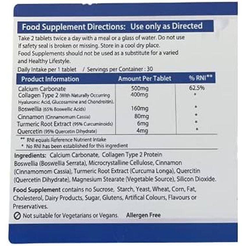 AHS Collagen Type 2 120 Tablets - 4500MG per Day - Formulated with Calcium and Turmeric