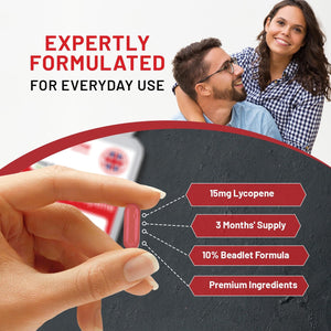 Lycopene 10% Beadlet 15Mg | 90 High Strength Lycopene Capsules | Natural Antioxidant | Vegetarian & Vegan Formula | UK Manufactured under GMP Standards by Prowise Healthcare