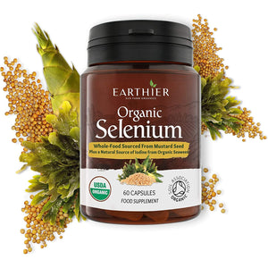 Organic Selenium 200Mcg plus Iodine and Silica - Selenium Contributes to Normal Thyroid and Immune Function – 2 Month Supply - Whole Food Supplement - Certified Organic by Soil Association