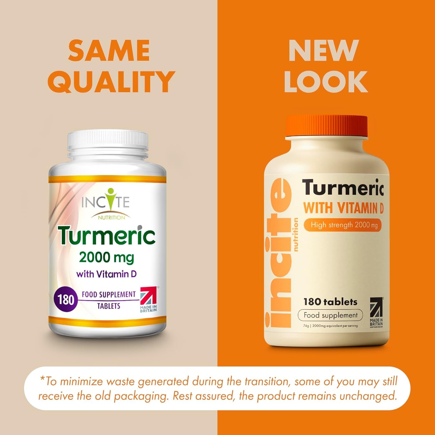 Incite Nutrition Turmeric Tablets 2000 Mg. 3 Month Supply of High Strength Curcumin with Vitamin D. Antioxidant, Anti-Inflammatory, Immune System Support. Non-Gmo and Suitable for Vegetarians