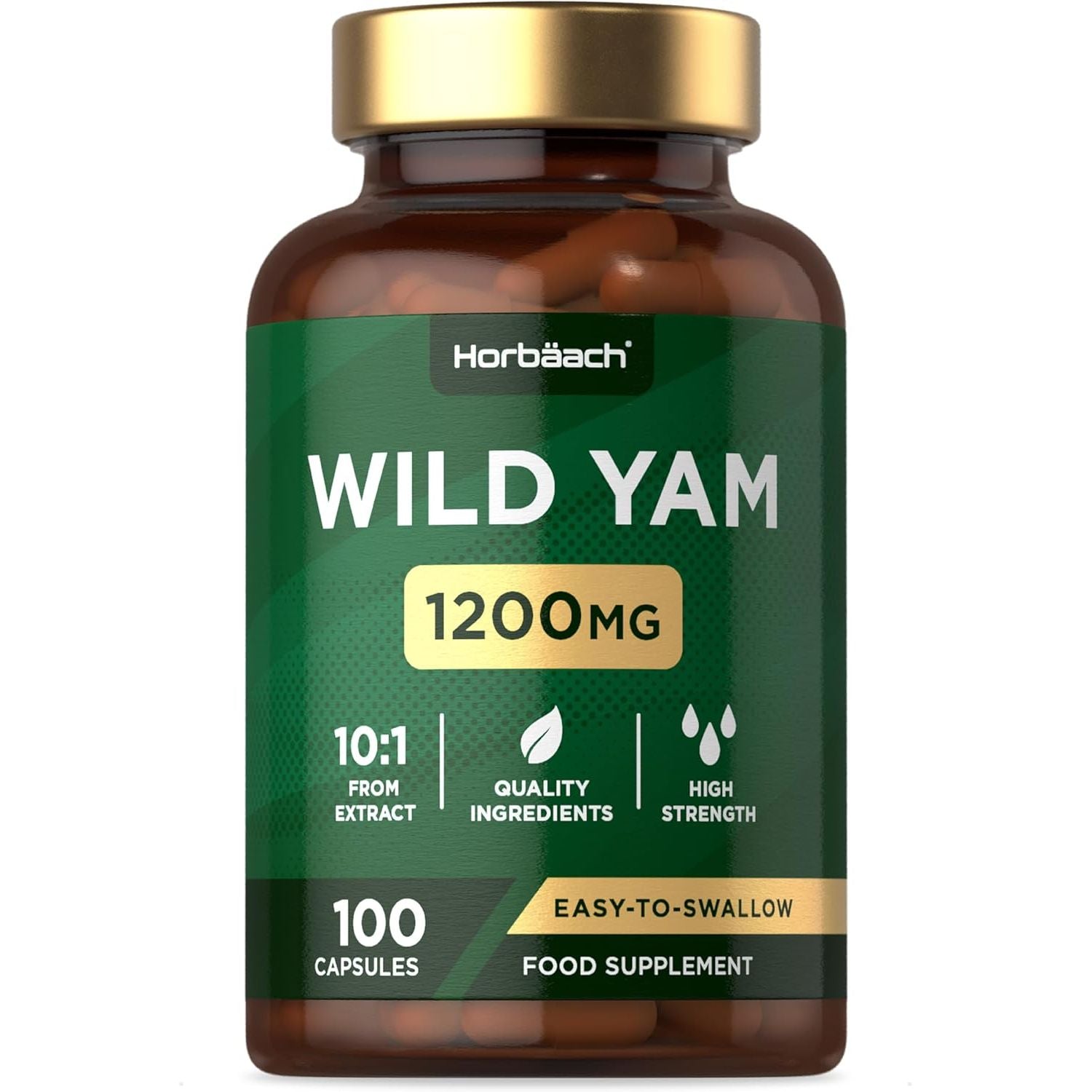 Wild Yam Capsules 1200Mg | High Strength Wild Yam Root Extract | 100 Capsules (Over 3 Months Supply) | Supplement for Men & Women | by Horbaach