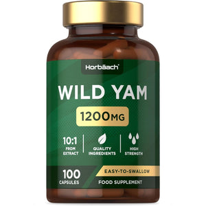 Wild Yam Capsules 1200Mg | High Strength Wild Yam Root Extract | 100 Capsules (Over 3 Months Supply) | Supplement for Men & Women | by Horbaach