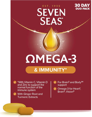 Seven Seas Omega-3 Fish Oil and Immunity, with Vitamin C, Vitamin D, Duo Pack: 30 Capsulesplus30 Tablets