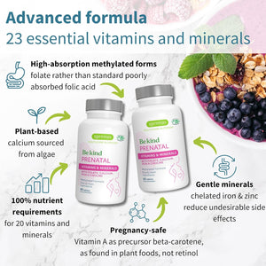 Igennus Advanced Prenatal Methylated Multivitamin, Folate for MTHFR, High Absorption, Clean Label, with Calcium, Choline, Magnesium & Gentle Iron, Complete Vegan Pregnancy Vitamins, 60 Tablets