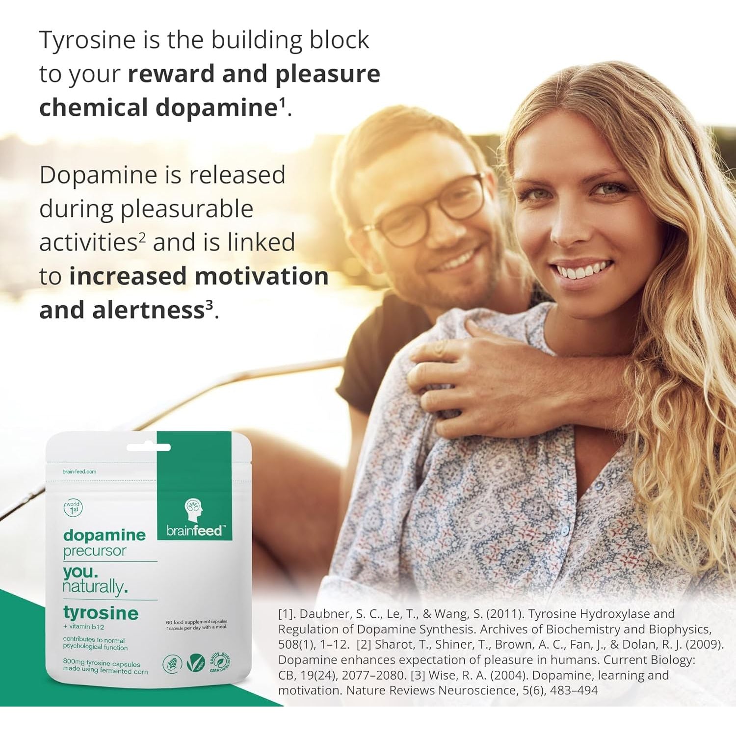 Dopamine Supplements | Natural L Tyrosine Supplement 800Mg | 1-A-Day L-Tyrosine High Strength Capsules (60) | Dopamine Brain Food Nootropic | Alertness & Motivation | Vegan | 2-Month Supply