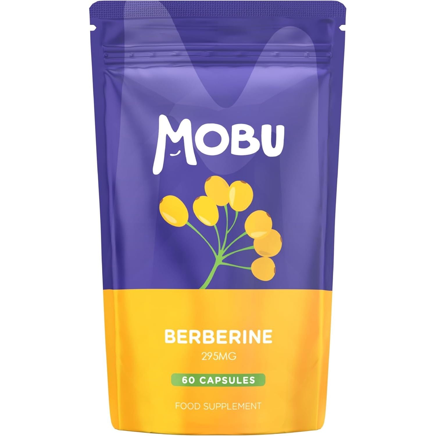 Berberine HCL Supplement 295Mg - 60 Capsules - High Strength Berbarine - MOBU UK Made