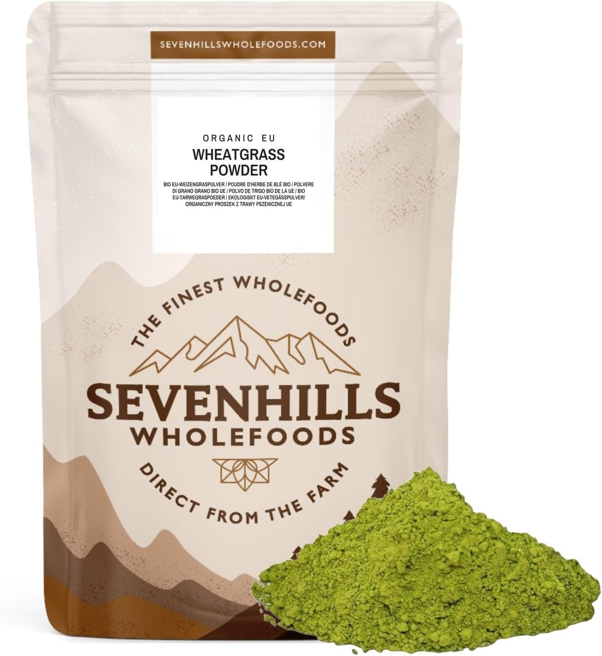 Sevenhills Wholefoods Organic Wheatgrass Powder, European (EU) 500G | Cultivated in Europe | High in Vitamin C and Iron