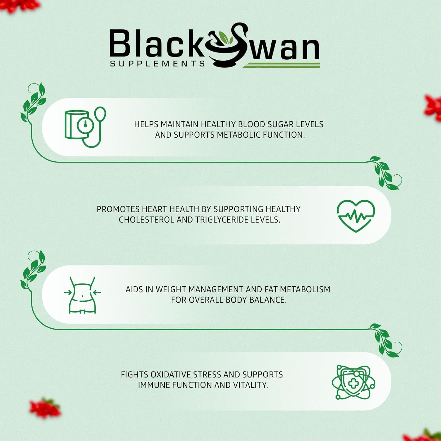 Black Swan Berberine Supplement 750Mg Capsules - Pure Berberine HCL High Strength Supplement - Berberine Weight Loss Vegan Formulated Capsule Anti-Oxidant and Anti-Inflammatory - 120 Capsules