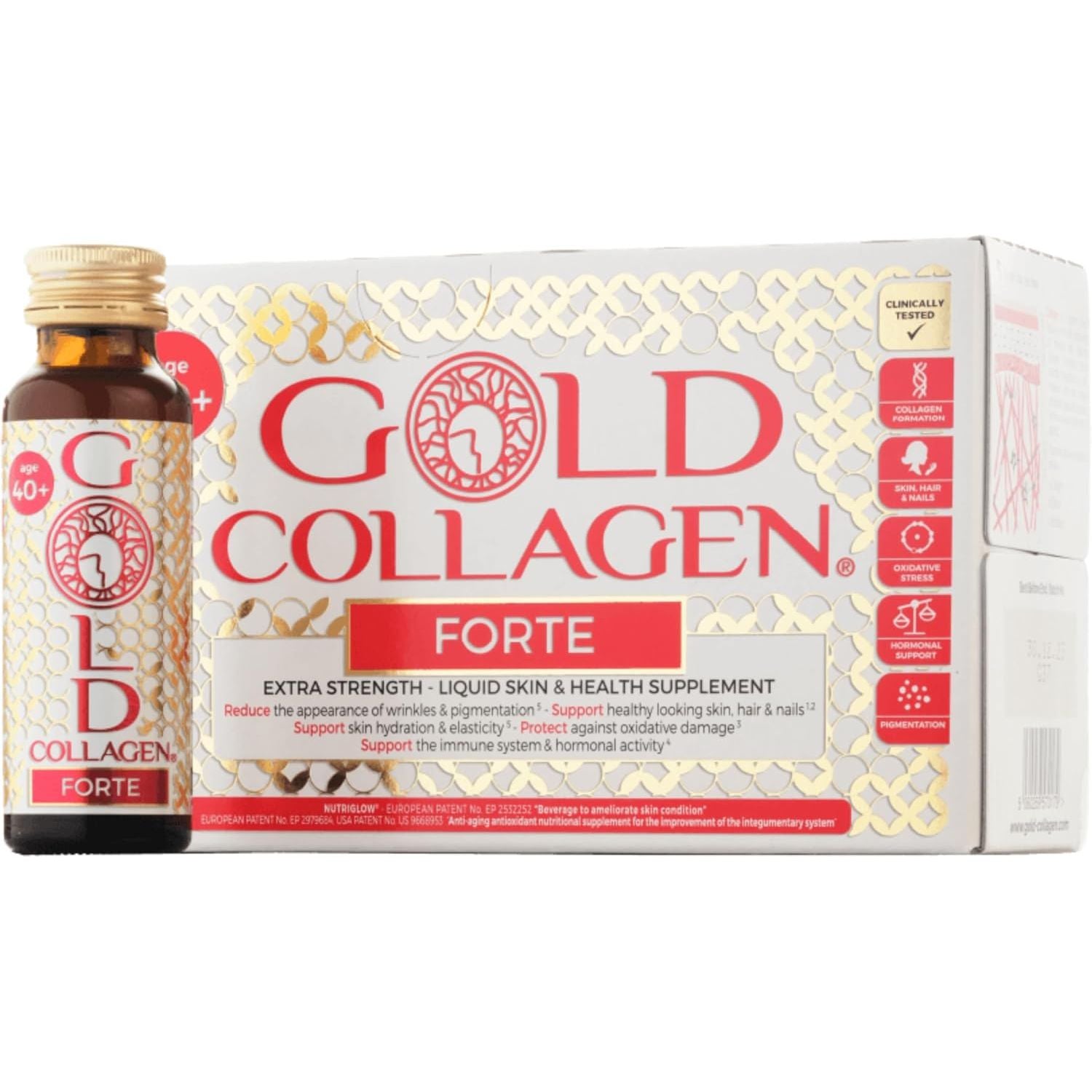 GOLD COLLAGEN Forte - anti Wrinkle Collagen Supplements for Women & Men with Biotin, Vitamin C, Hyaluronic Acid, Marine Collagen for Hair Skin Nail - Antioxidant, Immune System Booster 1 Pack 10X50 Ml