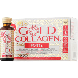 GOLD COLLAGEN Forte - anti Wrinkle Collagen Supplements for Women & Men with Biotin, Vitamin C, Hyaluronic Acid, Marine Collagen for Hair Skin Nail - Antioxidant, Immune System Booster 1 Pack 10X50 Ml