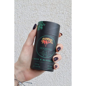 Sea Moss Capsules (1000Mg per Day) | 60 Vegan Capsules | Wildcrafted from Grenada (Also Known as Irish Moss) | Non GMO | Dr Sebi Approved (Sea Moss & Bladderwrack)