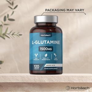 L-Glutamine Tablets 1500Mg | 120 Count | High Strength Amino Acid | Suitable for Vegans and Vegetarians | No Artificial Preservatives | by Horbaach
